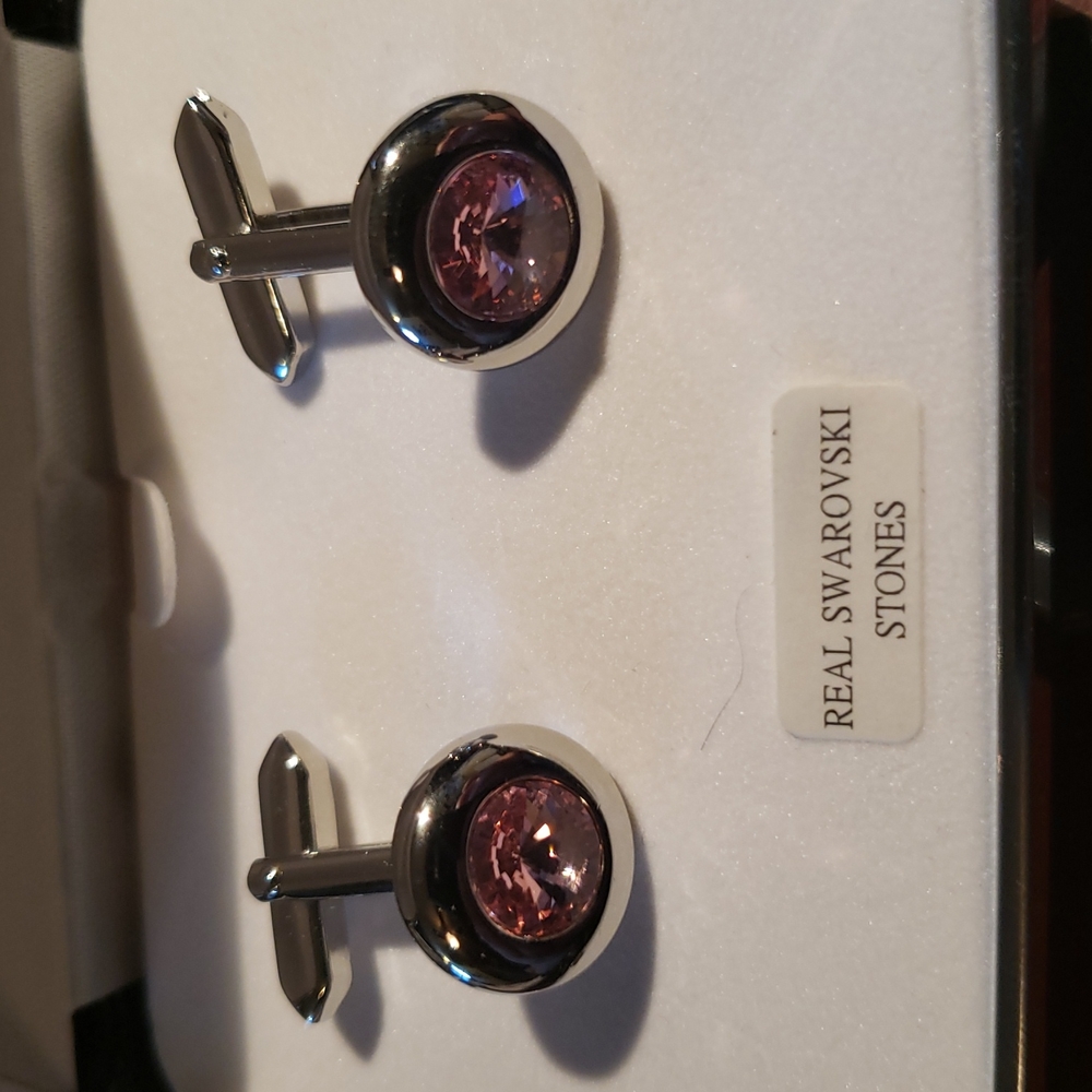 Pink Swarovski Crystal Cufflinks